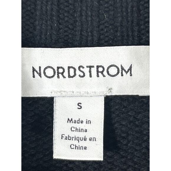 Nordstrom Turtleneck Sweater Small Black Ribbed Organic Cotton Merino Wool - Picture 6 of 9